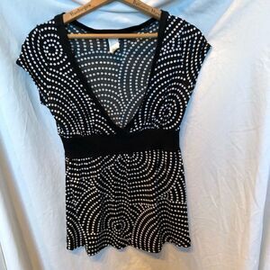 Candy Rain Blouse V neck Black and white Medium